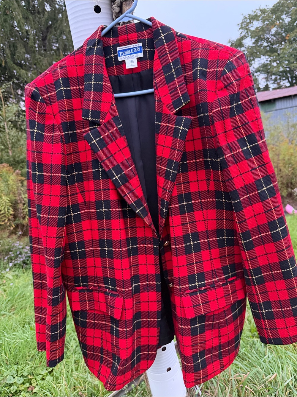Vintage Pendleton 100%Wool Blazer Jacket USA Made 90s Y2K Brass Buttons Preppy